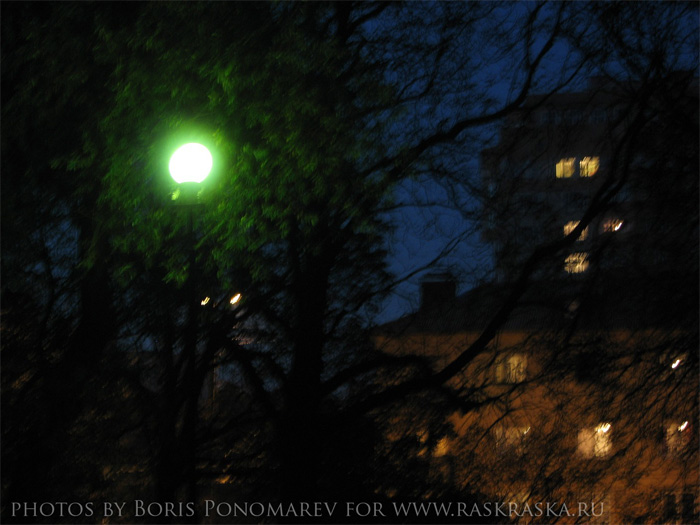 Lantern in night park