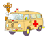 giraffe and VW T2 Krankenwagen