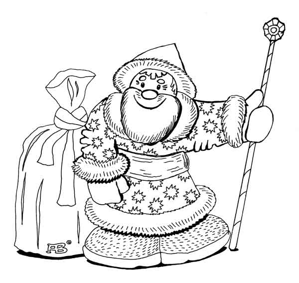 Jack Frost outline picture, Ded Moroz